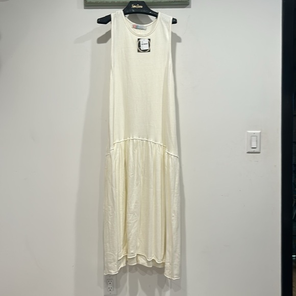 Free people beach tank style drop waist maxi dress Cream Sleeveless Dress large - Picture 1 of 5